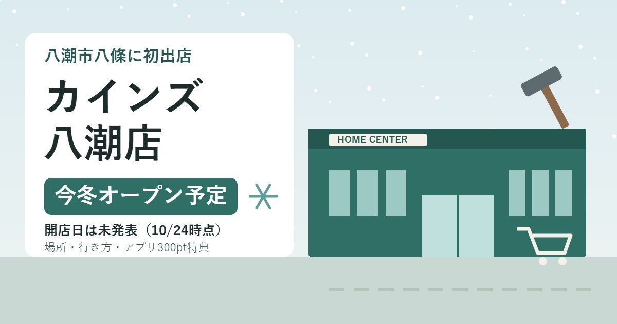 カインズ八潮店 今冬オープン予定（八潮市八條に初出店、開店日は10月24日時点で未発表）