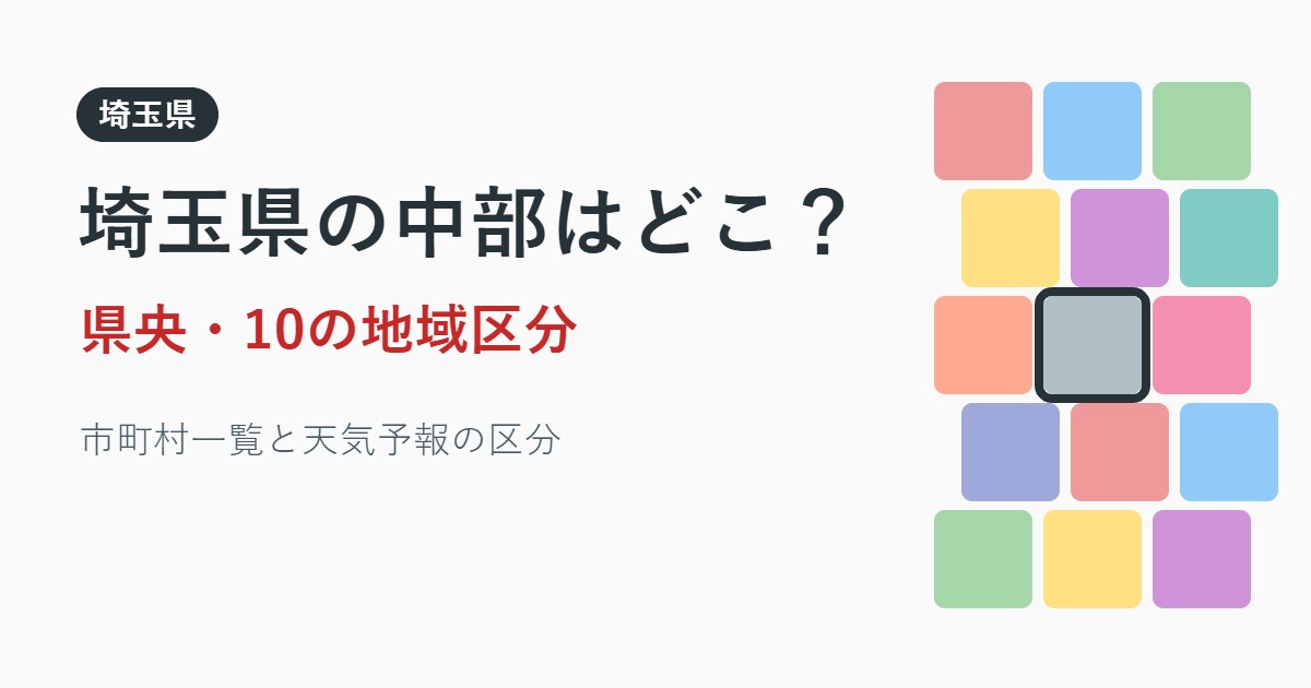 埼玉県の中部はどこ？県央と10の地域区分