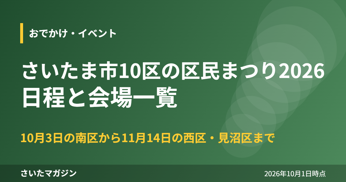 さいたま市10区の区民まつり2026 日程と会場一覧